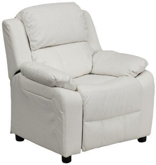 Flash Furniture BT-7985-KID-WHITE-GG 90 Lb. White Vinyl Solid Hardwood Frame Contemporary Style Kids Recliner