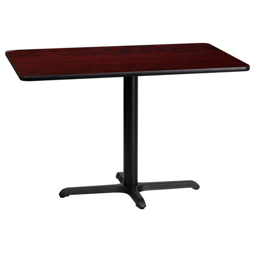 Flash Furniture XU-MAHTB-2442-T2230-GG 42"W x 24"D x 31-1/8"H Melamine Core With Mahogany Laminate Finish Cast Iron Column With Black Powder Coated Finish Rectangular Dining Height Table