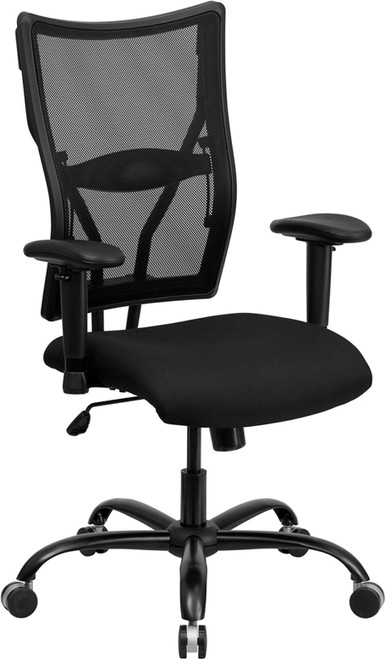 Flash Furniture WL-5029SYG-A-GG 400 Lb. Black Fabric Padded Arms Hercules Series Big & Tall Executive Swivel Office Chair