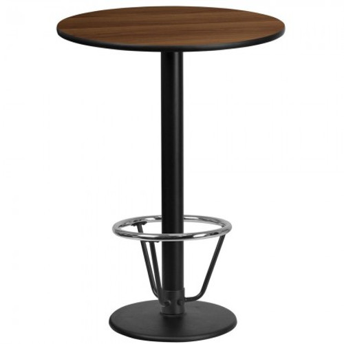 Flash Furniture XU-RD-24-WALTB-TR18B-3CFR-GG Walnut Laminate Round Top PVC T-Mold Edge Table