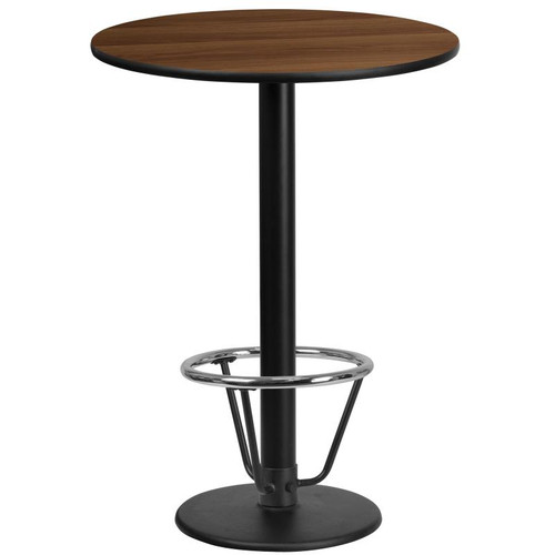 Flash Furniture XU-RD-24-WALTB-TR18B-3CFR-GG Walnut Laminate Round Top PVC T-Mold Edge Table
