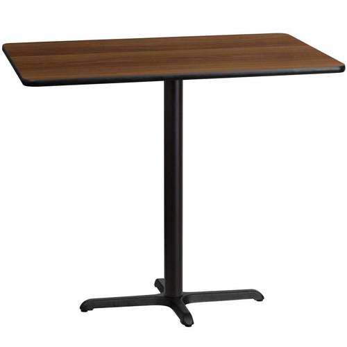 Flash Furniture XU-WALTB-3048-T2230B-GG Walnut Laminate Rectangular Top PVC T-Mold Edge Table