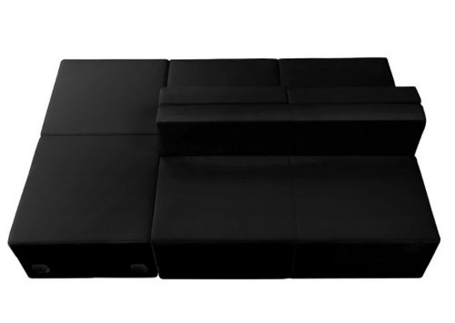 Flash Furniture ZB-803-880-SET-BK-GG Black LeatherSoft Upholstery With Brushed Stainless Steel Base Modular Hercules Alon Series Reception Configuration