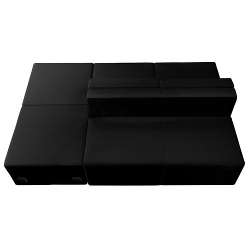 Flash Furniture ZB-803-880-SET-BK-GG Black LeatherSoft Upholstery With Brushed Stainless Steel Base Modular Hercules Alon Series Reception Configuration