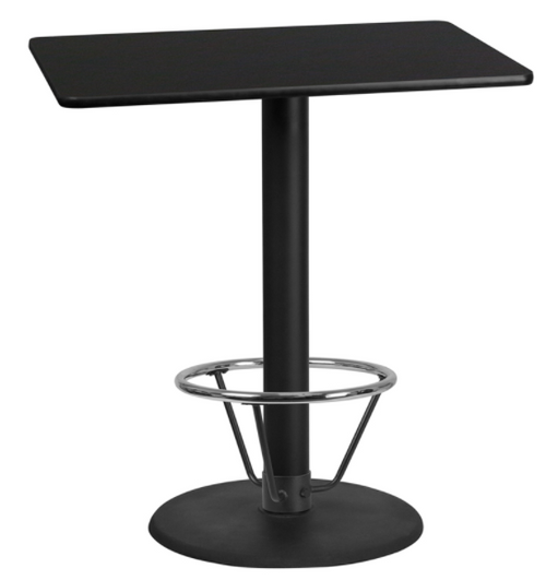 Flash Furniture XU-BLKTB-3042-TR24B-4CFR-GG Black Rectangular Laminate Top PVC T-Mold Edge Table