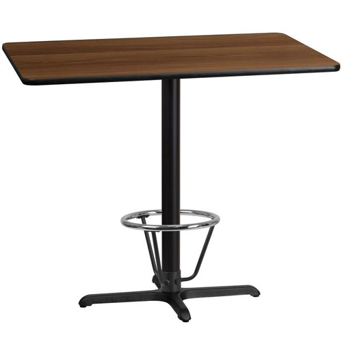 Flash Furniture XU-WALTB-3048-T2230B-3CFR-GG Walnut Laminate Rectangular Top PVC T-Mold Edge Table