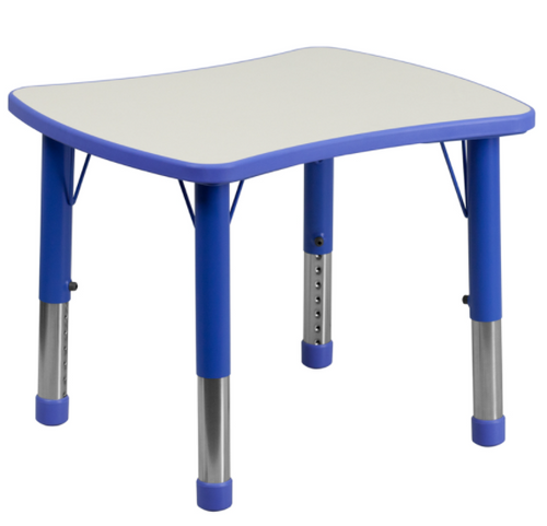 Flash Furniture YU-YCY-098-RECT-TBL-BLUE-GG Grey Laminate/Blue Rectangular Plastic Top Safety Rounded Corners Preschool Activity Table