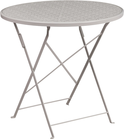 Flash Furniture CO-4-SIL-GG 30" Dia. x 28"H Gray Steel Round Folding Patio Table