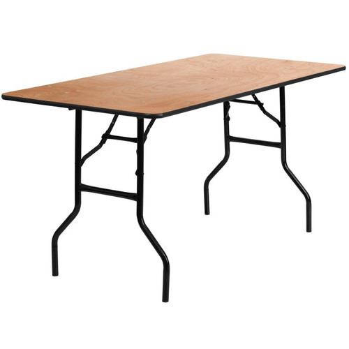 Flash Furniture YT-WTFT30X60-TBL-GG 485 Lbs. Clear Plywood Top Rectangular Folding Banquet Table