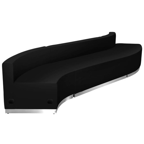 Flash Furniture ZB-803-850-SET-BK-GG Black LeatherSoft UpholsteryWith Brushed Stainless Steel Base Modular Hercules Alon Series Reception Configuration