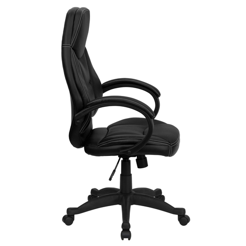 Flash Furniture H-HLC-0005-HIGH-1B-GG 250 Lb. Black Bonded Leather Padded Arms Contemporary Executive Swivel Office Chair