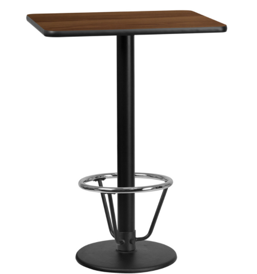 Flash Furniture XU-WALTB-2430-TR18B-3CFR-GG Walnut Laminate Rectangular Top PVC T-Mold Edge Table