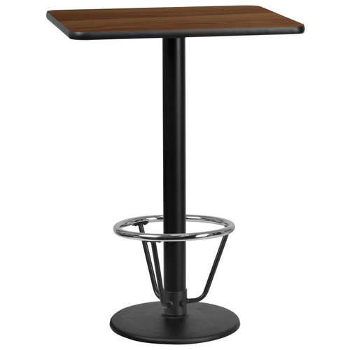 Flash Furniture XU-WALTB-2430-TR18B-3CFR-GG Walnut Laminate Rectangular Top PVC T-Mold Edge Table