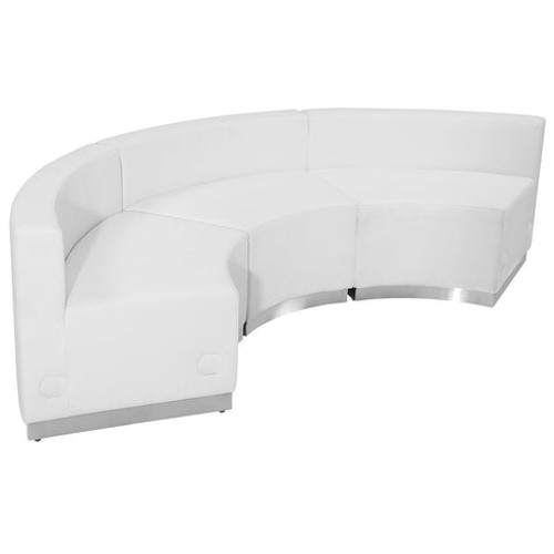 Flash Furniture ZB-803-740-SET-WH-GG White LeatherSoft with Brushed Stainless Steel Base Modular Hercules Alon Series Reception Configuration