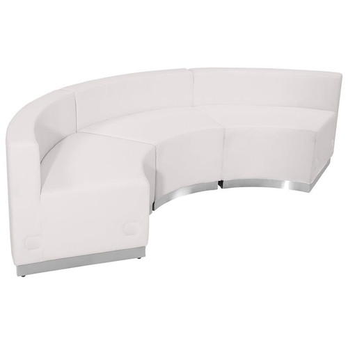 Flash Furniture ZB-803-740-SET-WH-GG White LeatherSoft with Brushed Stainless Steel Base Modular Hercules Alon Series Reception Configuration