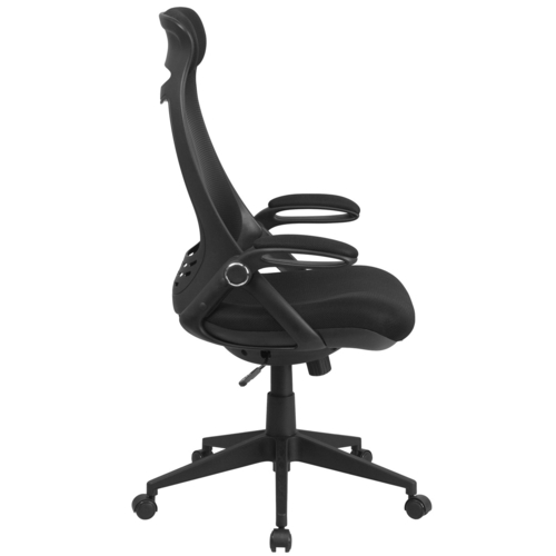 Flash Furniture HL-0018-GG 250 Lb. Black Fabric Padded Arms Executive Swivel Office Chair