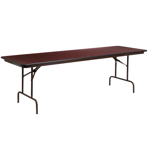 Flash Furniture YT-3096-MEL-WAL-GG 96" W x 30" D x 30" H Laminate Mahogany Top Rectangular Folding Table