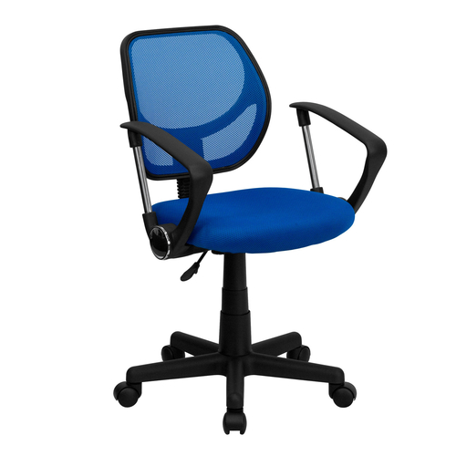 Flash Furniture WA-3074-BL-A-GG 250 Lb. Blue Fabric Nylon Arms Swivel Task/Computer Chair