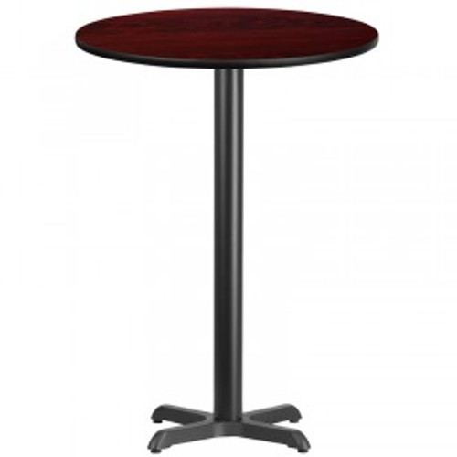 Flash Furniture XU-RD-30-MAHTB-T2222B-GG Mahogany Laminate Round Top PVC T-Mold Edge Table