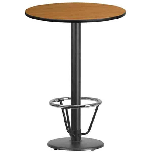 Flash Furniture XU-RD-30-NATTB-TR18B-3CFR-GG Natural Laminate Round Top PVC T-Mold Edge Table