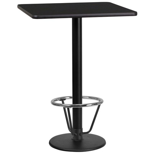 Flash Furniture XU-BLKTB-2424-TR18B-3CFR-GG Black Square Laminate Top PVC T-Mold Edge Table