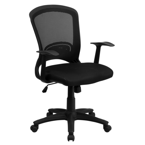 Flash Furniture HL-0007-GG 250 Lb. Black Leather Padded Arms Swivel Task Chair