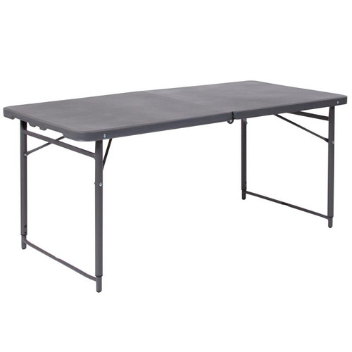 Flash Furniture DAD-LF-122Z-DG-GG 220 Lbs. Dark Gray Plastic Top Rectangular Folding Table