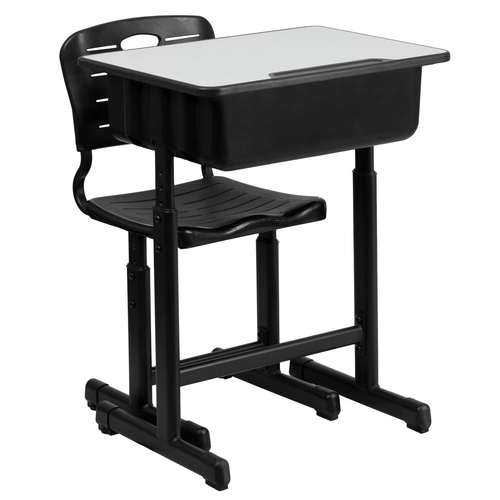 Flash Furniture YU-YCX-046-09010-GG 23.63" W x 31.5" D x 31.5" H Gray High Pressure Laminate Top Floor Model Student Desk and Chair