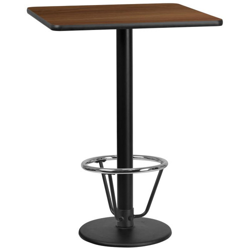 Flash Furniture XU-WALTB-3030-TR18B-3CFR-GG Walnut Laminate Square Top PVC T-Mold Edge Table