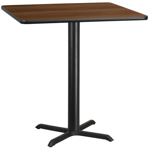Flash Furniture XU-WALTB-4242-T3333B-GG Walnut Laminate Square Top PVC T-Mold Edge Table