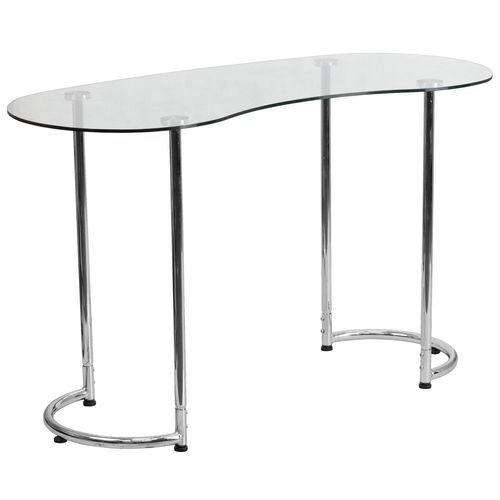 Flash Furniture NAN-YLCD1235-GG 47.25" W x 21" D x 28.5" H Clear Tempered Glass Top Floor Model Desk