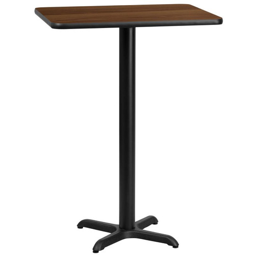 Flash Furniture XU-WALTB-2430-T2222B-GG Walnut Laminate Rectangular Top PVC T-Mold Edge Table