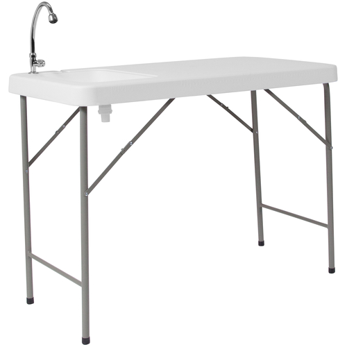 Flash Furniture DAD-PYZ-116-GG 220 Lbs. Granite White Plastic Top Rectangular Folding Table