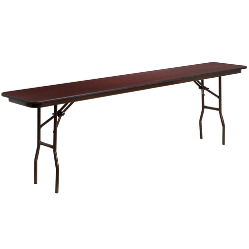 Flash Furniture YT-1896-HIGH-WAL-GG 96" W x 18" D x 30" H Laminate Mahogany Top Rectangular Folding Table