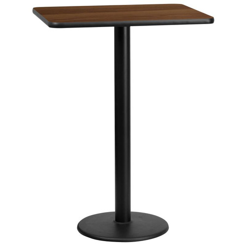 Flash Furniture XU-WALTB-2430-TR18B-GG Walnut Laminate Rectangular Top PVC T-Mold Edge Table