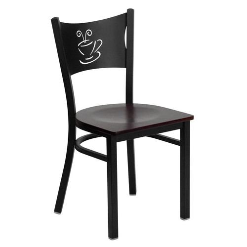 Flash Furniture XU-DG-60099-COF-MAHW-GG Mahogany Finish Plywood Seat Hercules Series Restaurant Chair