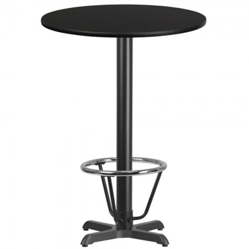 Flash Furniture XU-RD-30-BLKTB-T2222B-3CFR-GG Black Laminate Round Top PVC T-Mold Edge Table