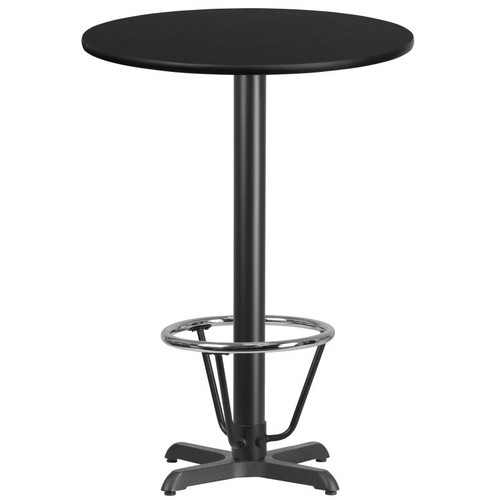 Flash Furniture XU-RD-30-BLKTB-T2222B-3CFR-GG Black Laminate Round Top PVC T-Mold Edge Table