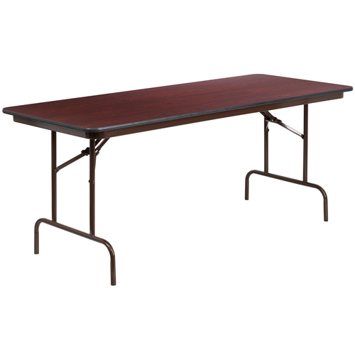Flash Furniture YT-3072-MEL-WAL-GG 72" W x 30" D x 30" H Melamine Laminate Mahogany Top Rectangular Folding Table