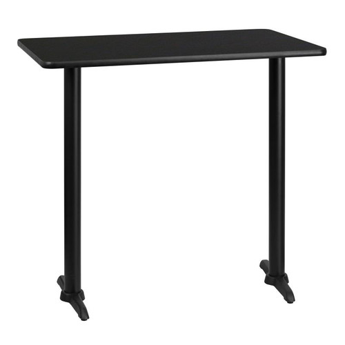 Flash Furniture XU-BLKTB-3042-T0522B-GG Black Rectangular Laminate Top PVC T-Mold Edge Table