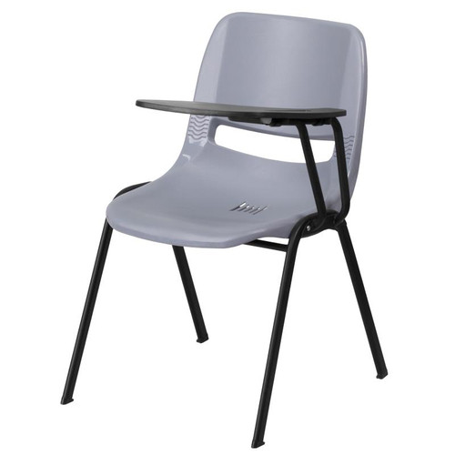 Flash Furniture RUT-EO1-GY-LTAB-GG Gray Flip-Up Left Handed Plastic Tablet Arm Seat and Back Hercules Series Ergonomic Shell Chair