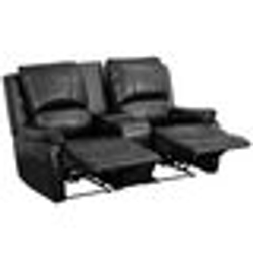 Flash Furniture BT-70295-2-BK-GG 2-Seat Black LeatherSoft Reclining Contemporary Style Allure Series Theater Seating Unit