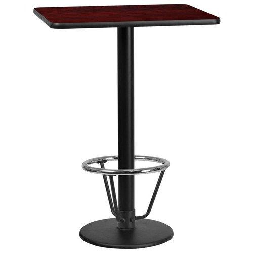 Flash Furniture XU-MAHTB-2430-TR18B-3CFR-GG Mahogany Laminate Rectangular Plastic Top PVC T-Mold Edge Table