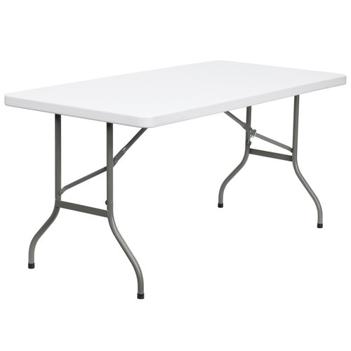 Flash Furniture DAD-YCZ-152-GG 330 Lbs. Granite White Plastic Table Top Rectangular Folding Table