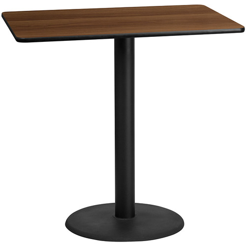 Flash Furniture XU-WALTB-3048-TR24B-GG Walnut Laminate Rectangular Top PVC T-Mold Edge Table