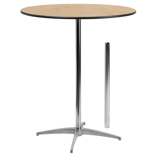 Flash Furniture XA-36-COTA-GG Round BirchWood Top Black PVC Edge Cocktail/Pub Table