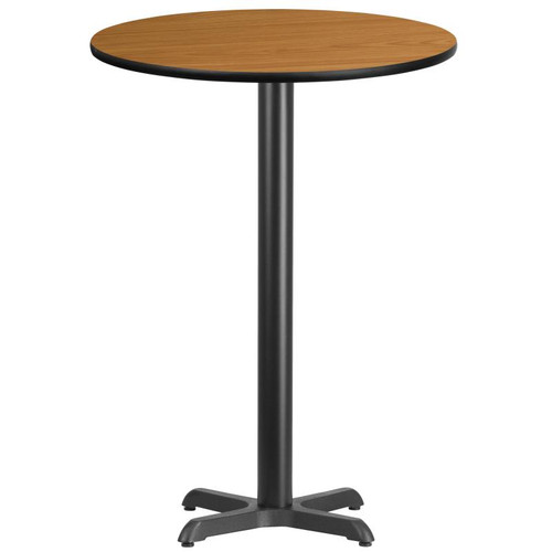 Flash Furniture XU-RD-30-NATTB-T2222B-GG Natural Laminate Round Top PVC T-Mold Edge Table