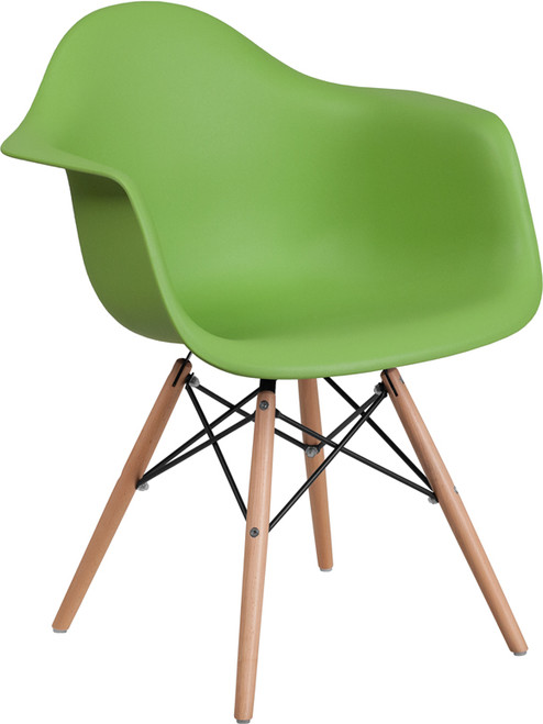 Flash Furniture FH-132-DPP-GN-GG 24.5" W x 25" D x 31.25" H Green Polypropylene Contour Allure Series Arm Chair