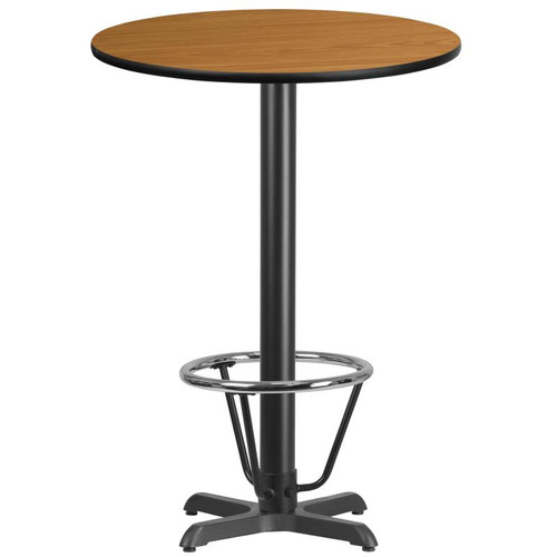Flash Furniture XU-RD-30-NATTB-T2222B-3CFR-GG Natural Laminate Round Top PVC T-Mold Edge Table