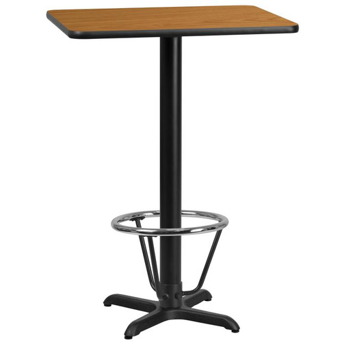 Flash Furniture XU-NATTB-2430-T2222B-3CFR-GG Natural Laminate Rectangular Plastic Top PVC T-Mold Edge Table